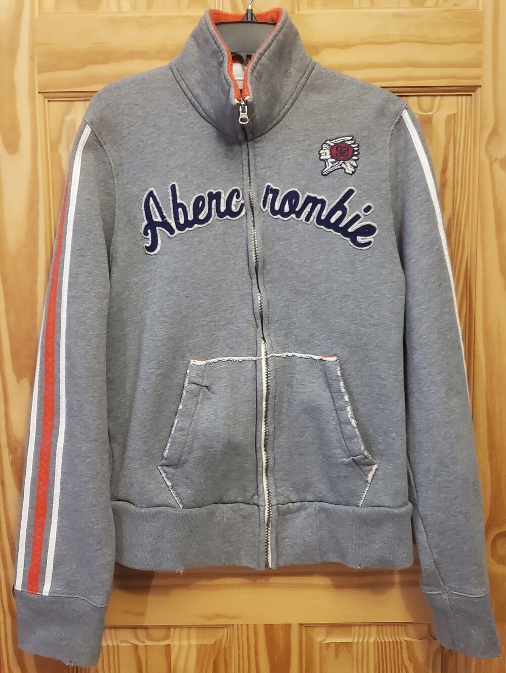 Abercrombie & Fitch Indian Head Full Zipper Sweatshirt Jacket Large Vintage Y2K